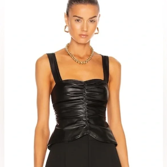 A.L.C. Lauryn II Faux-Leather Top - Picture 1 of 8